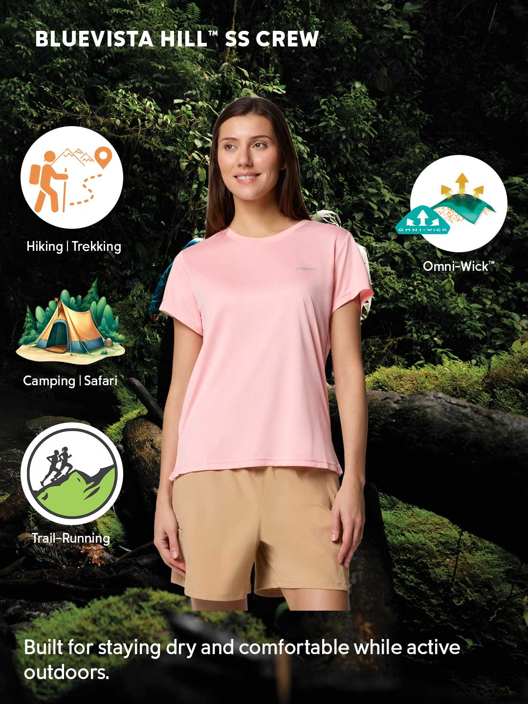 Columbia Women’s BlueVista Hill Pink Omni-Wick Performance T-Shirt