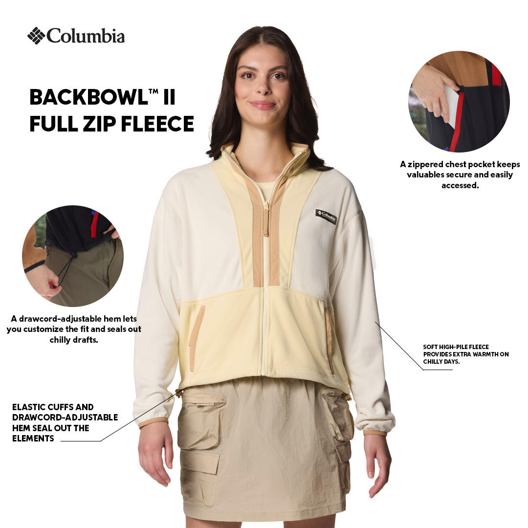 Columbia Womens Beige Backbowl II Full Zip Fleece Jacket