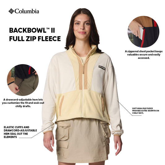 Columbia Womens Beige Backbowl II Full Zip Fleece Jacket