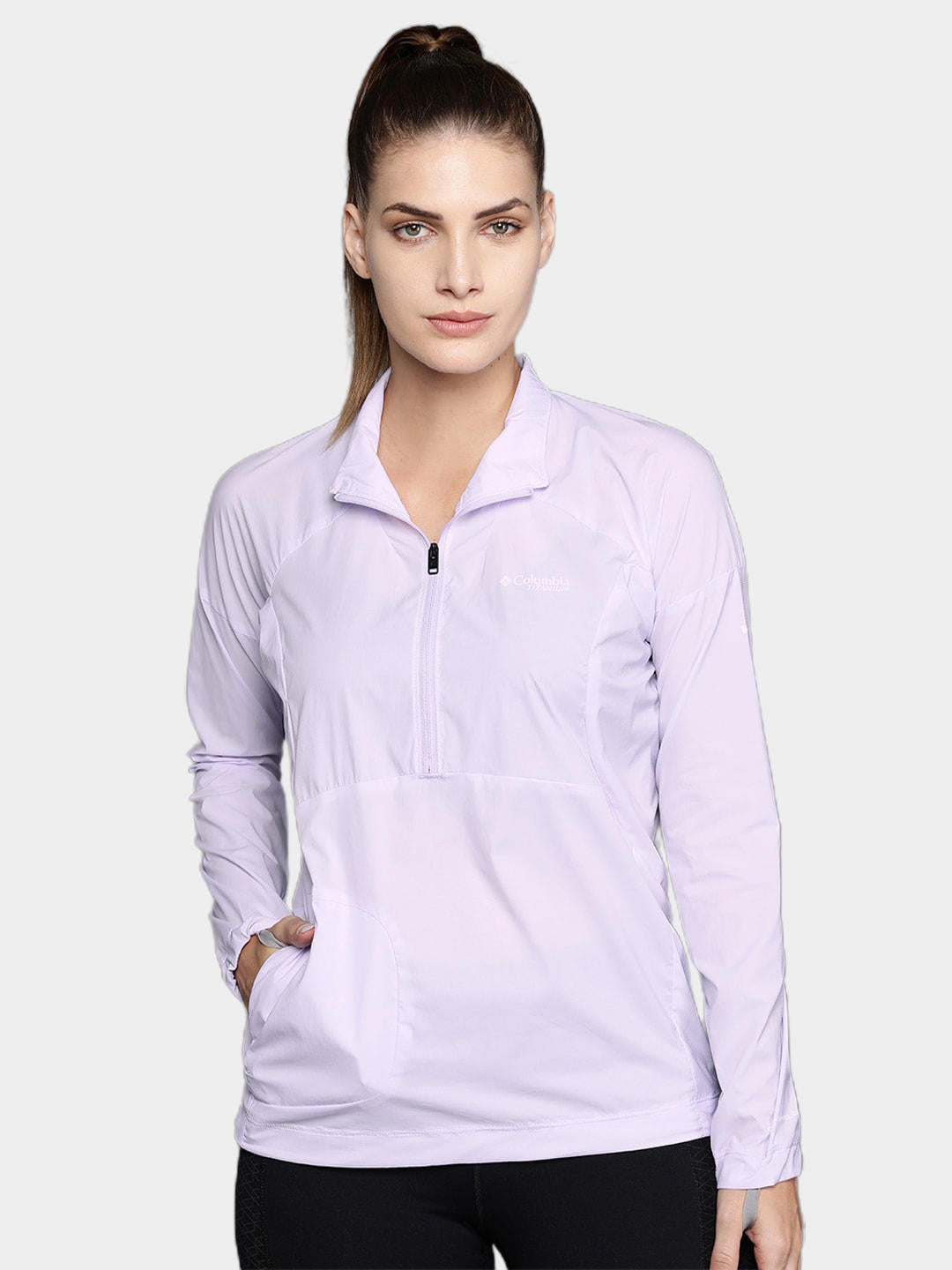 Columbia Women Purple W Titan Pass Lightweight 1/2 Zip Shirts