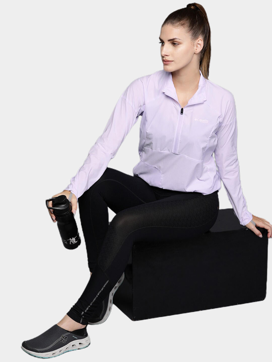 Columbia Women Purple W Titan Pass Lightweight 1/2 Zip Shirts