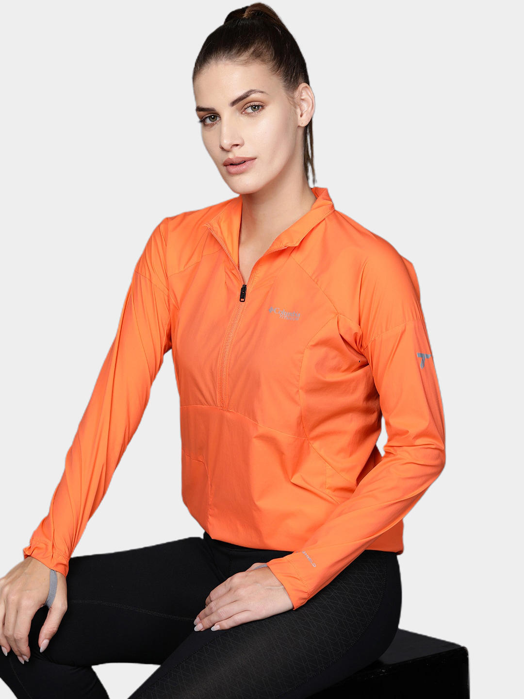 Columbia Women Orange W Titan Pass Lightweight 1/2 Zip Shirts