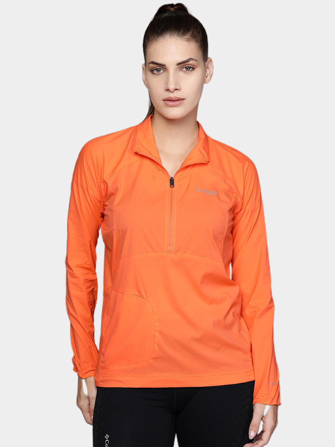 Columbia Women Orange W Titan Pass Lightweight 1/2 Zip Shirts