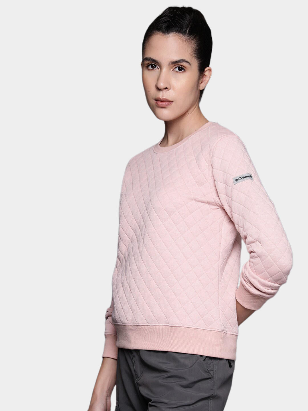 Columbia Women Pink Columbia Lodge Quilted Crew Fleece Jacket