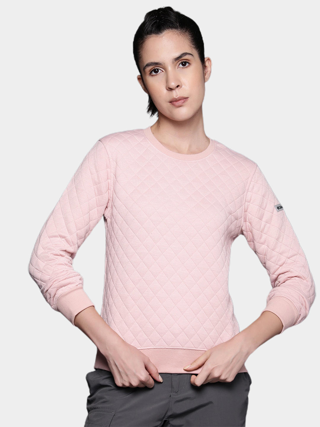Columbia Women Pink Columbia Lodge Quilted Crew Fleece Jacket