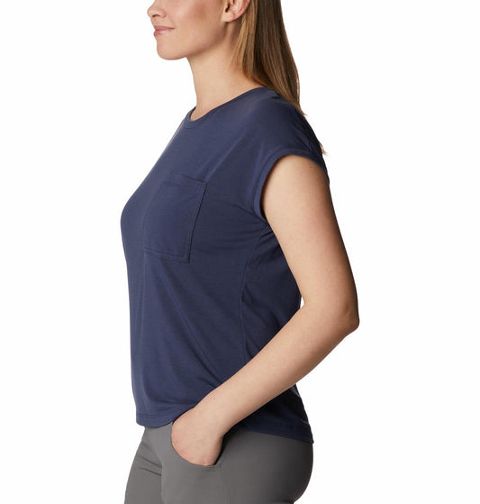 Columbia Women Navy Blue Boundless Trek Short Sleeve T-Shirt
