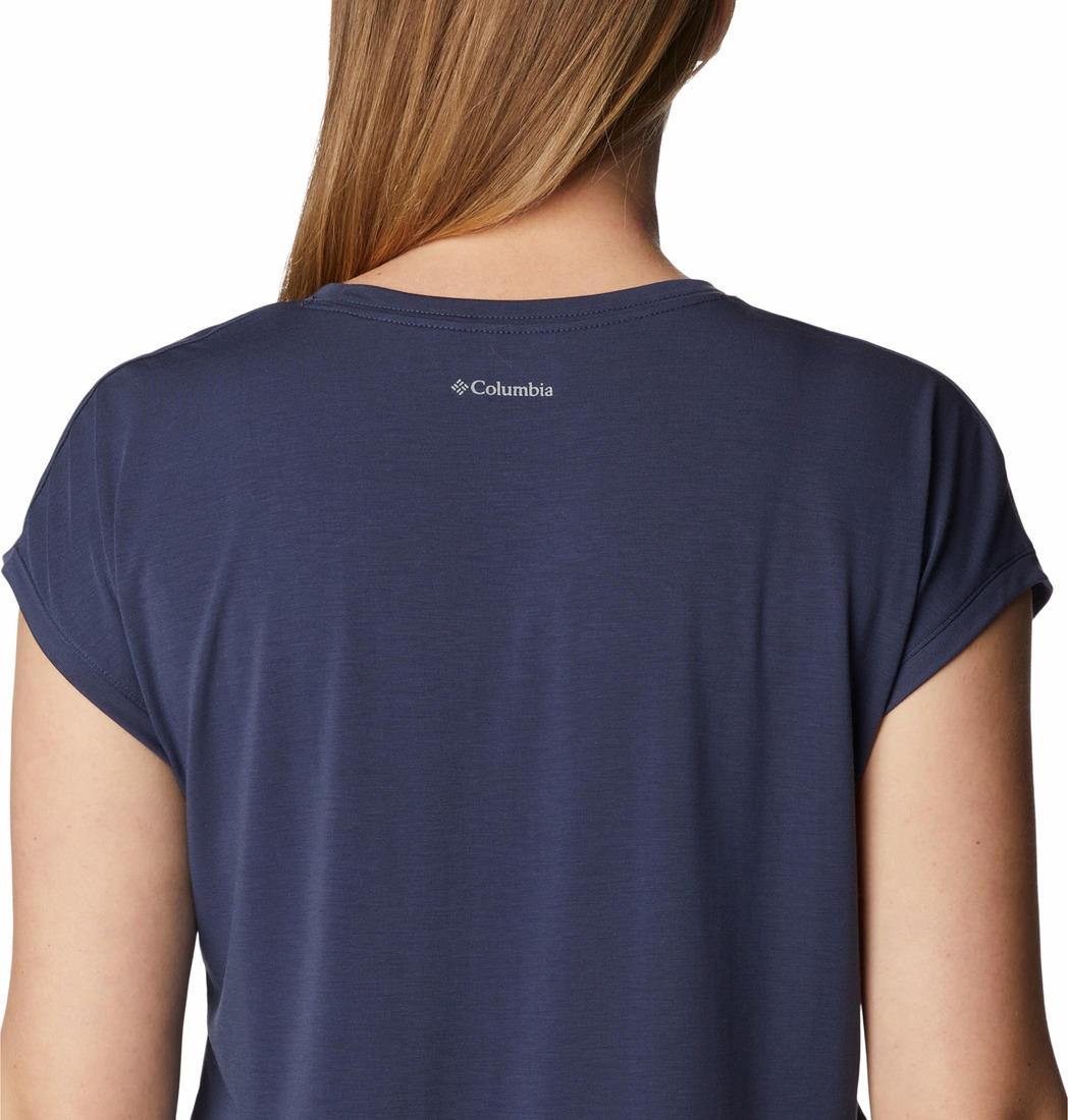 Columbia Women Navy Blue Boundless Trek Short Sleeve T-Shirt