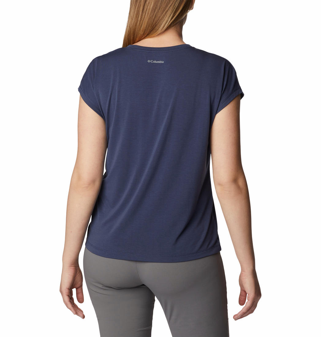 Columbia Women Navy Blue Boundless Trek Short Sleeve T-Shirt
