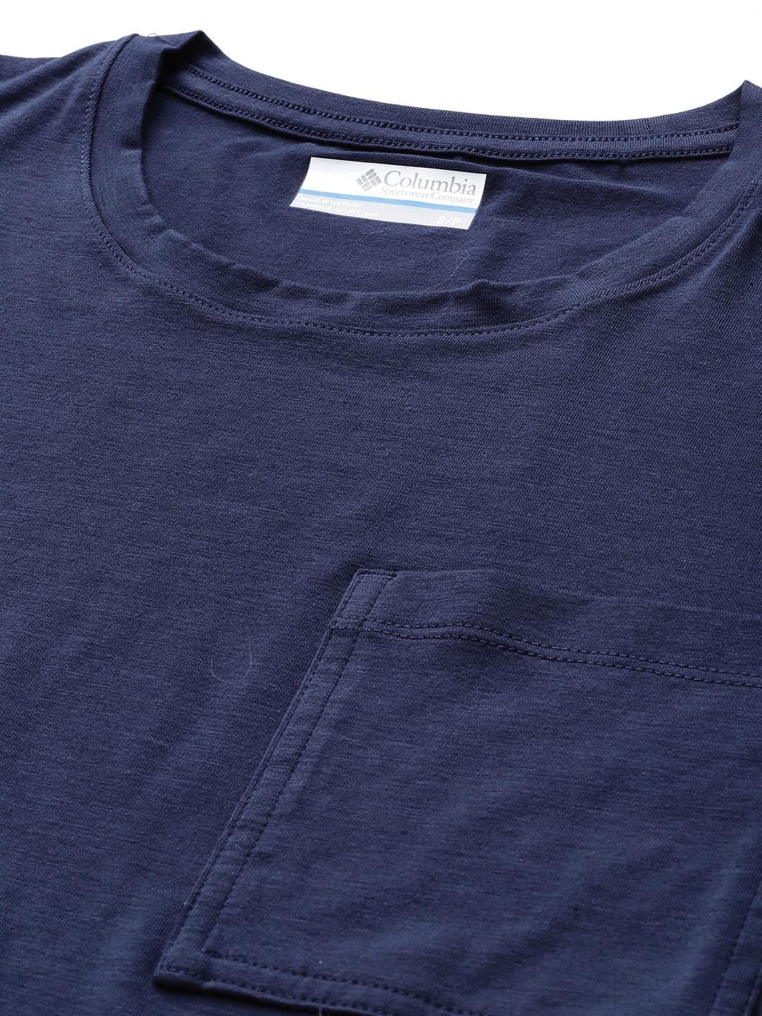 Columbia Women Navy Blue Boundless Trek Short Sleeve T-Shirt