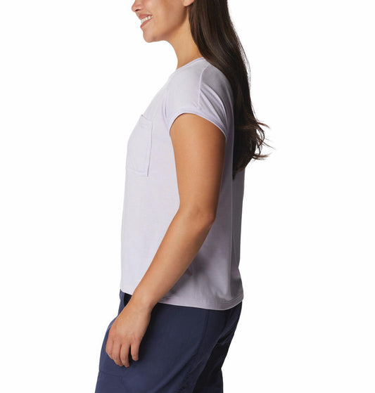Columbia Women Purple Boundless Trek Short Sleeve T-Shirt