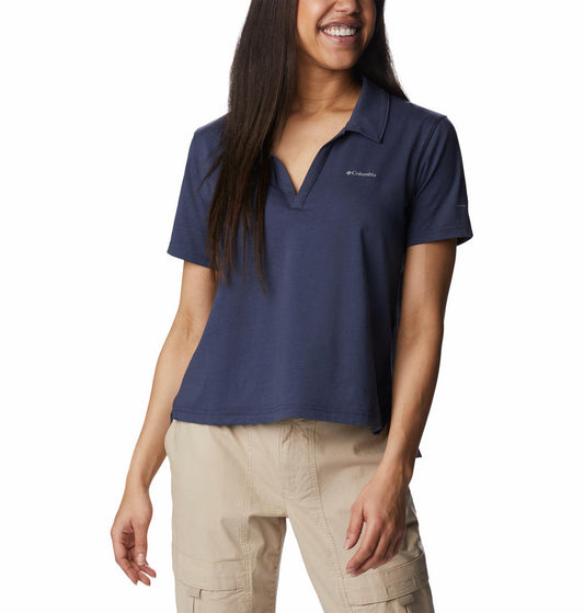 Columbia Women Navy Blue W Sun Trek Polo T-Shirt