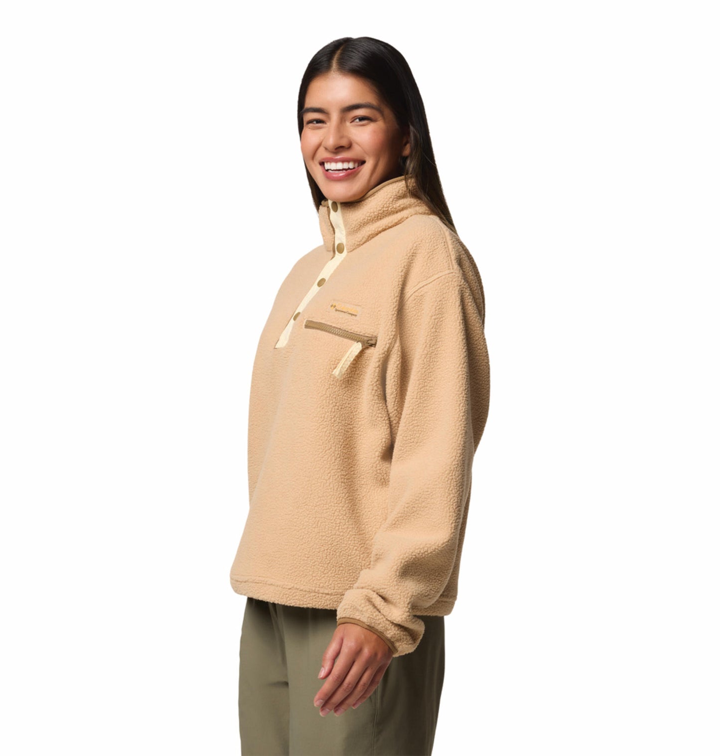 Columbia Womens Brown Helvetia II Cropped Half Snap Fleece Pullover