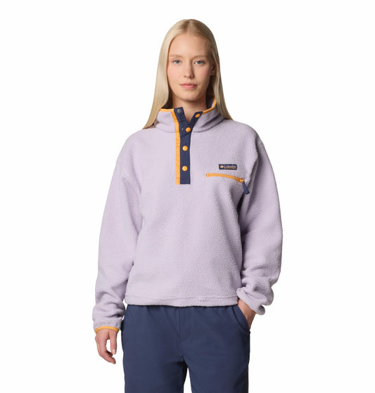 Columbia Womens Purple Helvetia II Cropped Half Snap Fleece Pullover