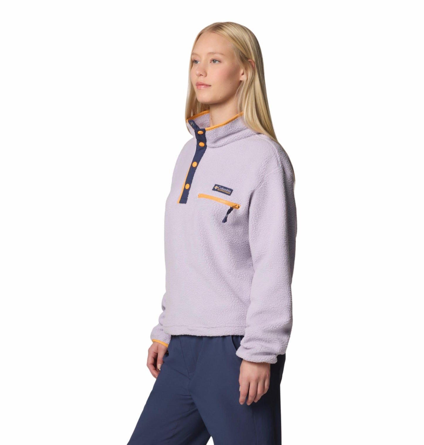 Columbia Womens Purple Helvetia II Cropped Half Snap Fleece Pullover
