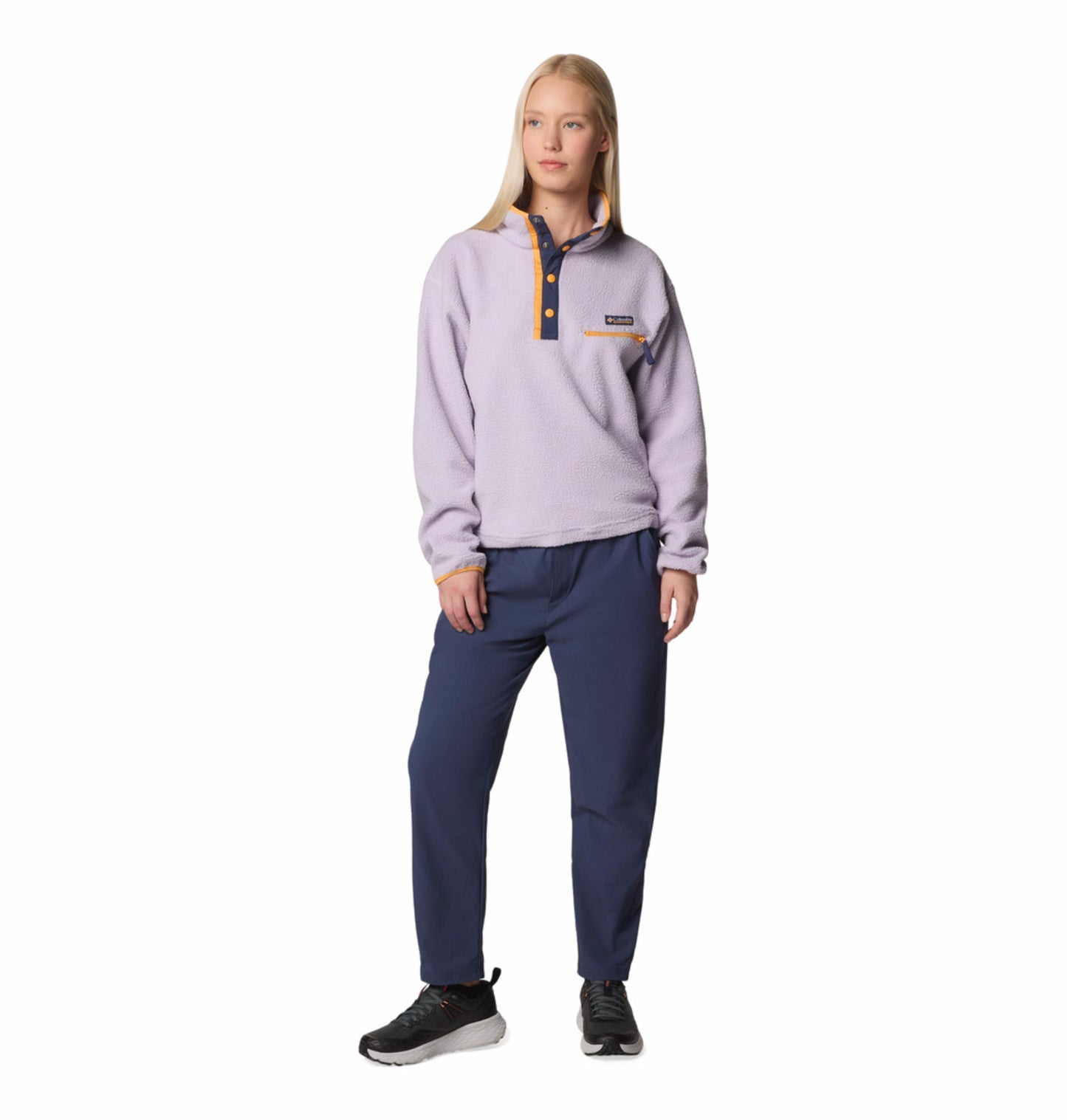 Columbia Womens Purple Helvetia II Cropped Half Snap Fleece Pullover