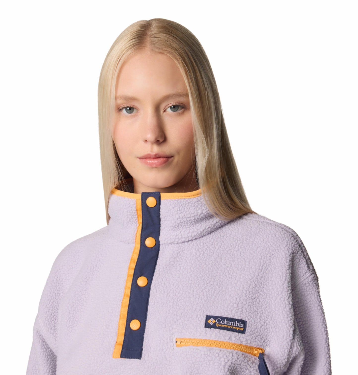 Columbia Womens Purple Helvetia II Cropped Half Snap Fleece Pullover