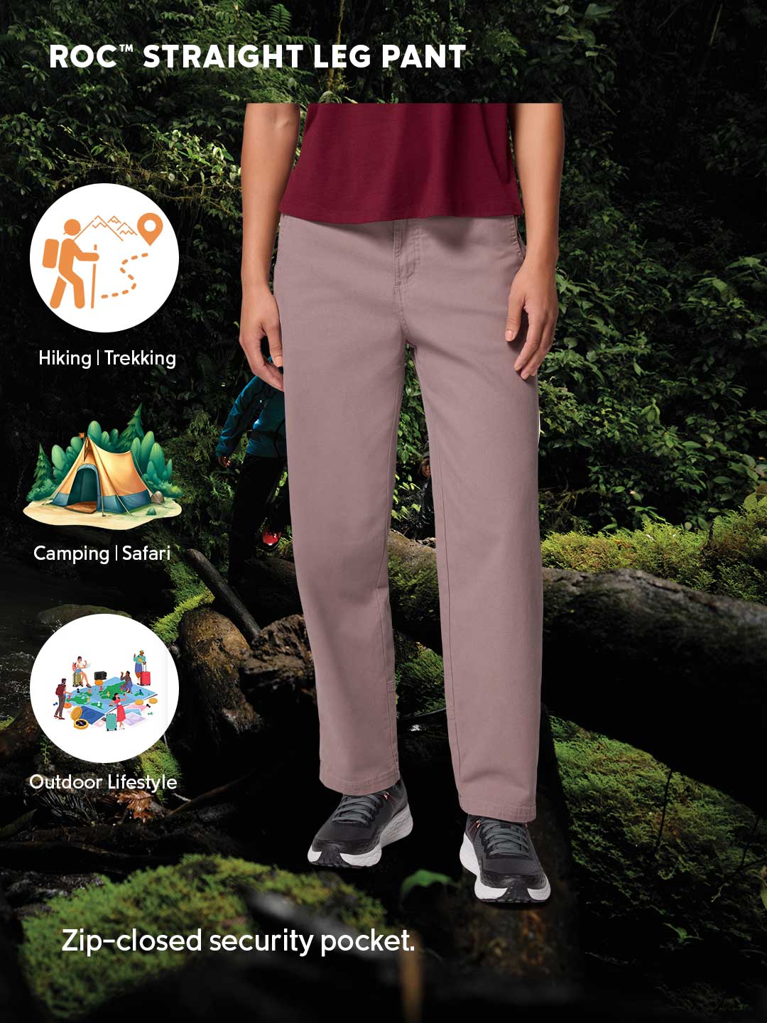 Columbia Women's ROC Straight Leg Pants in Elegant Mauve