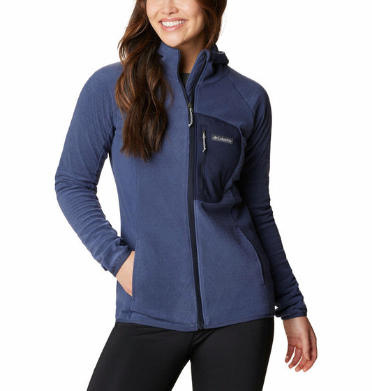 Columbia Women Blue W Outdoor Tracks Hooded FZ Fleece Jacket