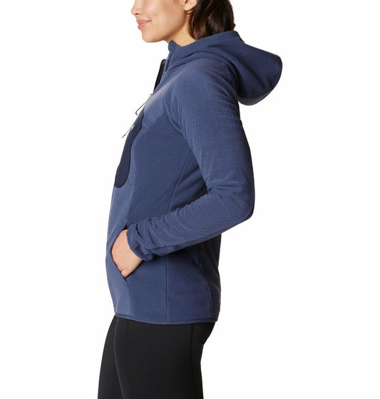 Columbia Women Blue W Outdoor Tracks Hooded FZ Fleece Jacket