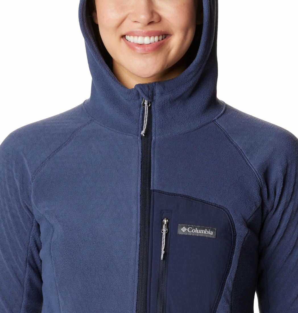 Columbia Women Blue W Outdoor Tracks Hooded FZ Fleece Jacket