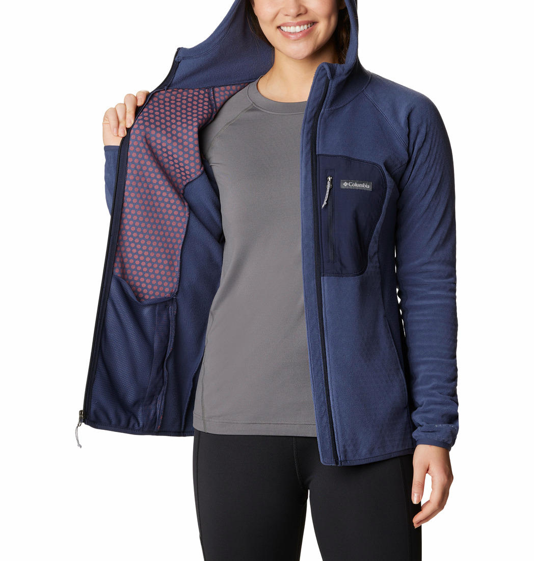 Columbia Women Blue W Outdoor Tracks Hooded FZ Fleece Jacket