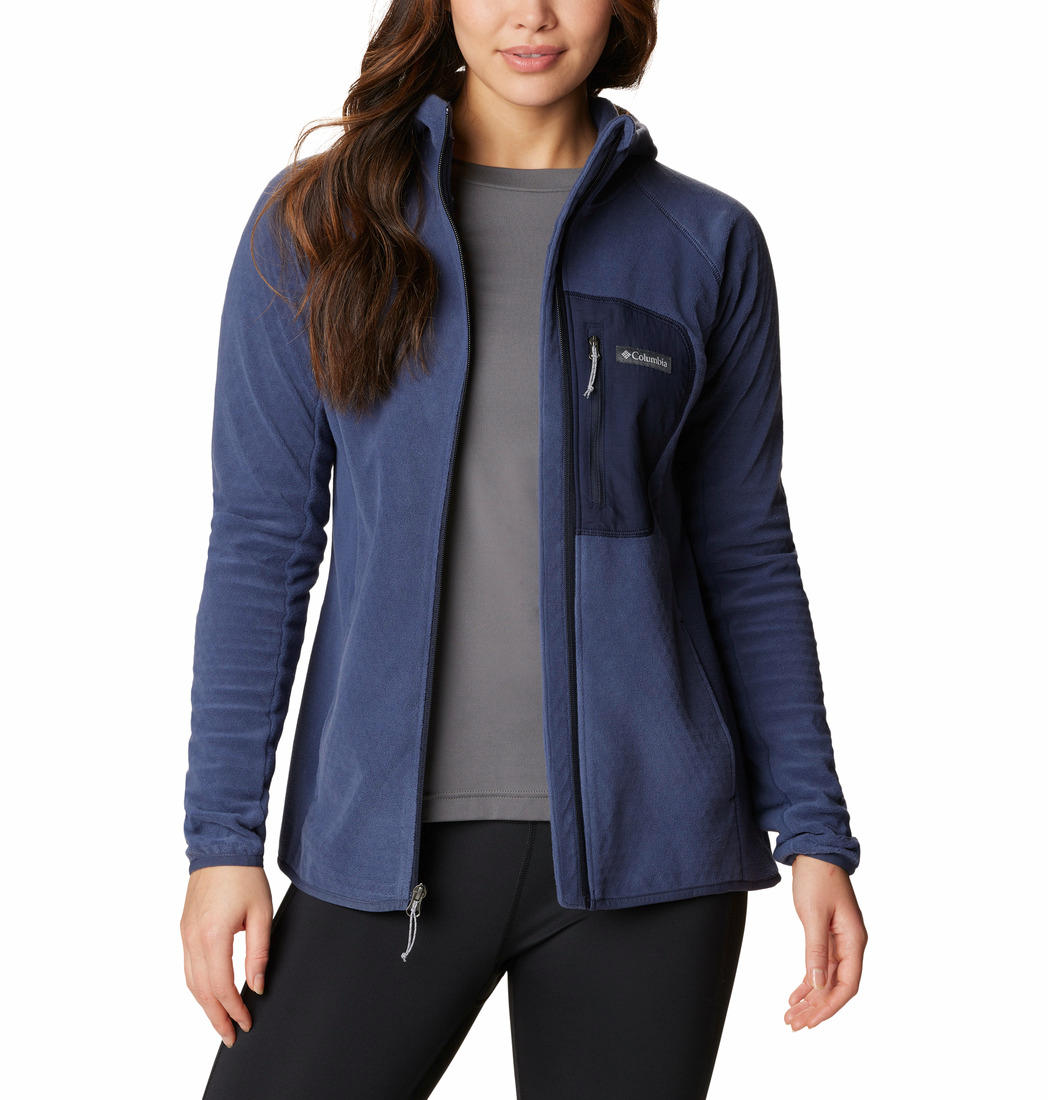 Columbia Women Blue W Outdoor Tracks Hooded FZ Fleece Jacket
