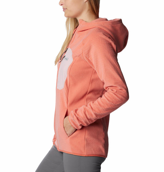 Columbia Women Orange W Outdoor Tracks Hooded FZ Fleece Jacket