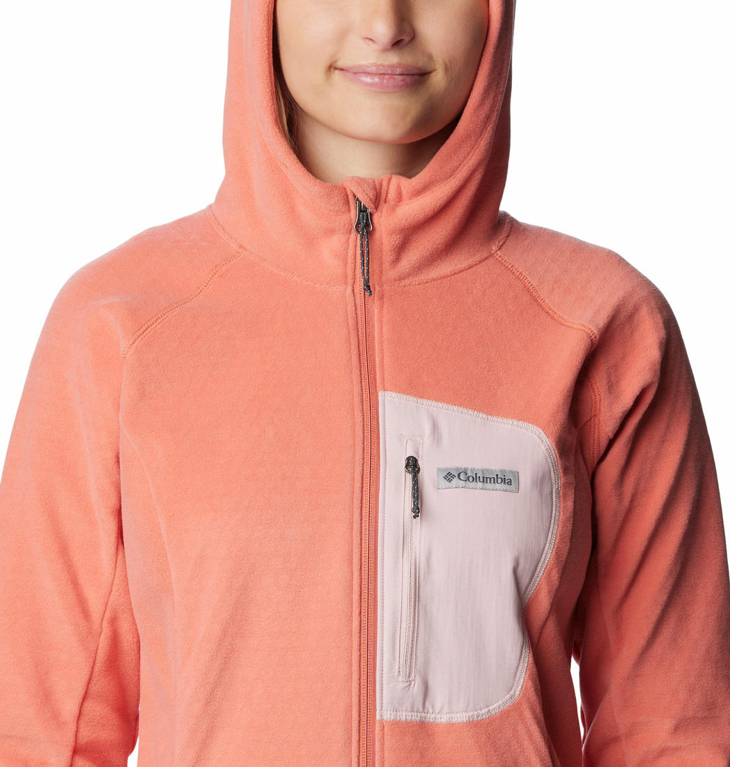 Columbia Women Orange W Outdoor Tracks Hooded FZ Fleece Jacket