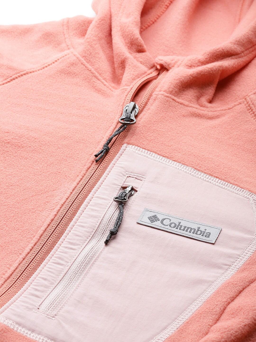 Columbia Women Orange W Outdoor Tracks Hooded FZ Fleece Jacket