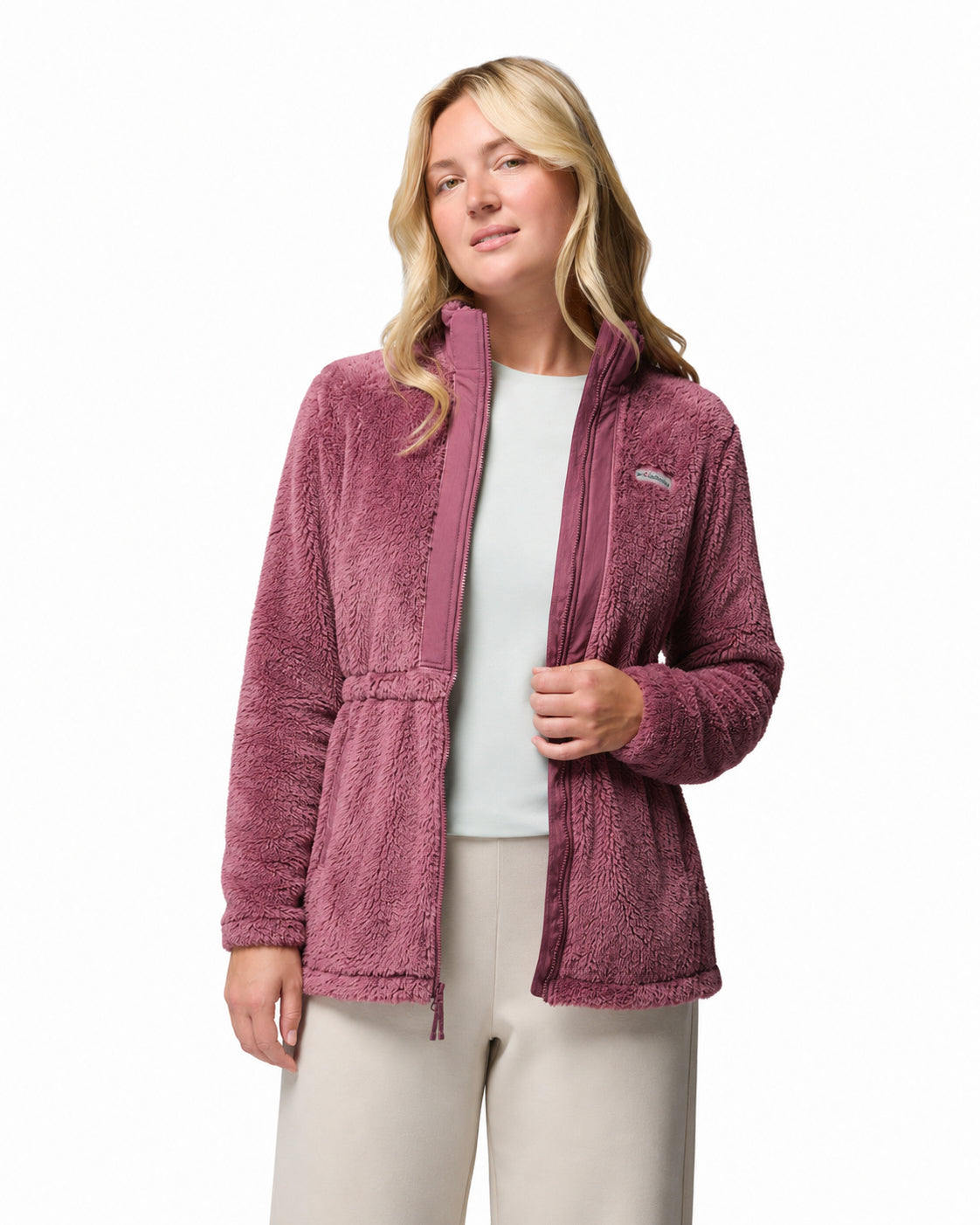 women purple boundless discovery fleece jacket