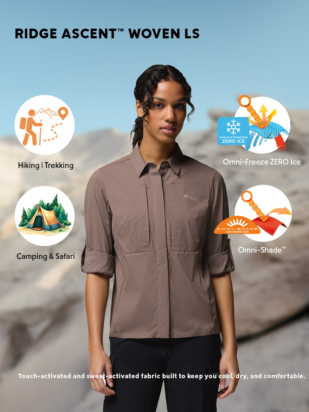 Columbia Women’s Mauve Omni-Freeze Ridge Ascent Long Sleeve Shirt