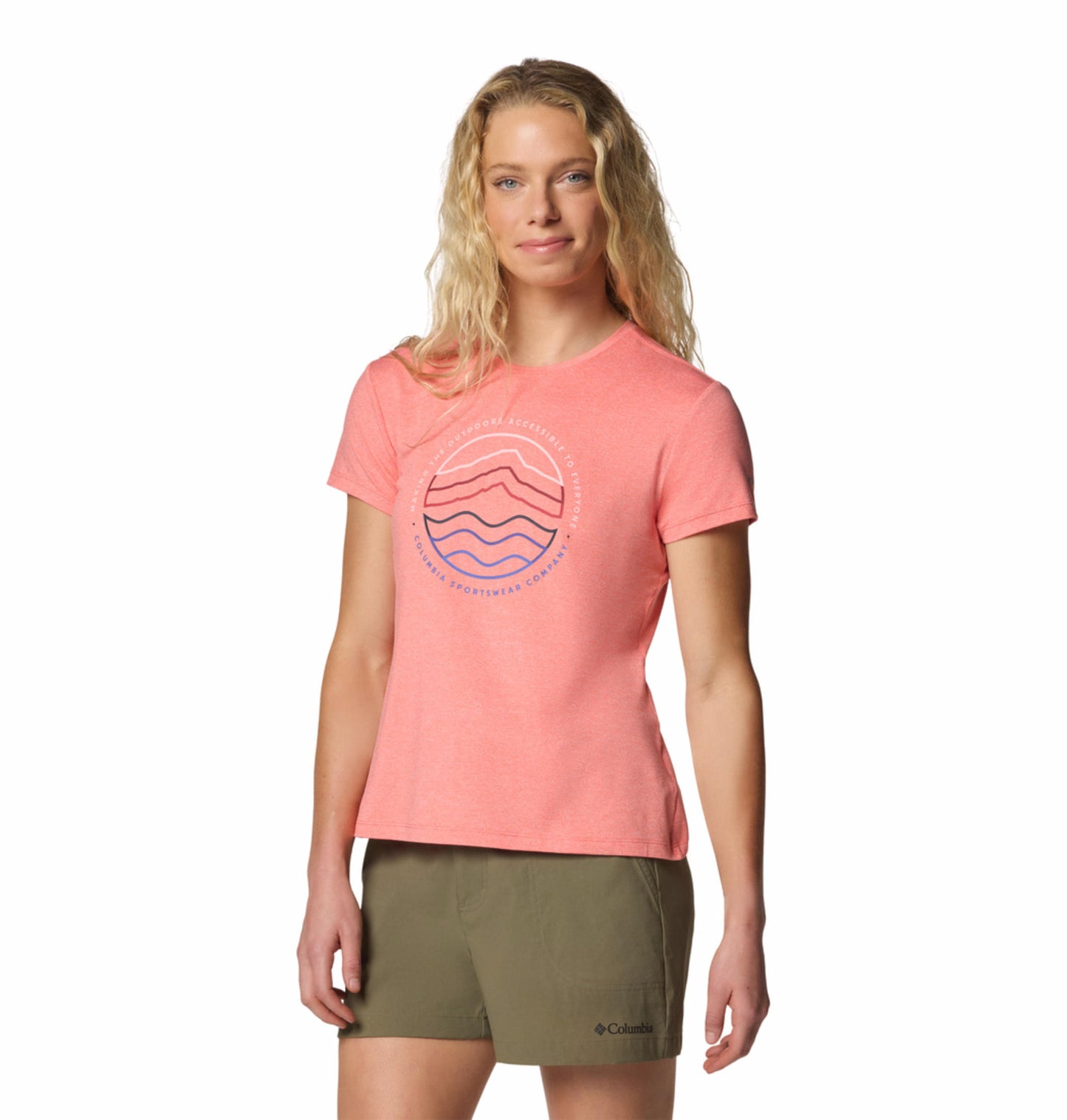 Columbia Womens Pink Omni-Wick Sloan Ridge Graphic Short Sleeve Tshirt