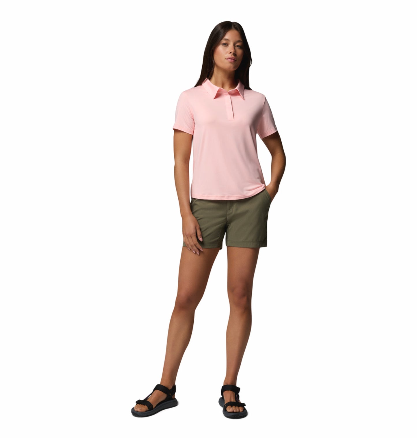 Columbia Women's Parsons Point Polo Shirt in Pink with Omni-Shade