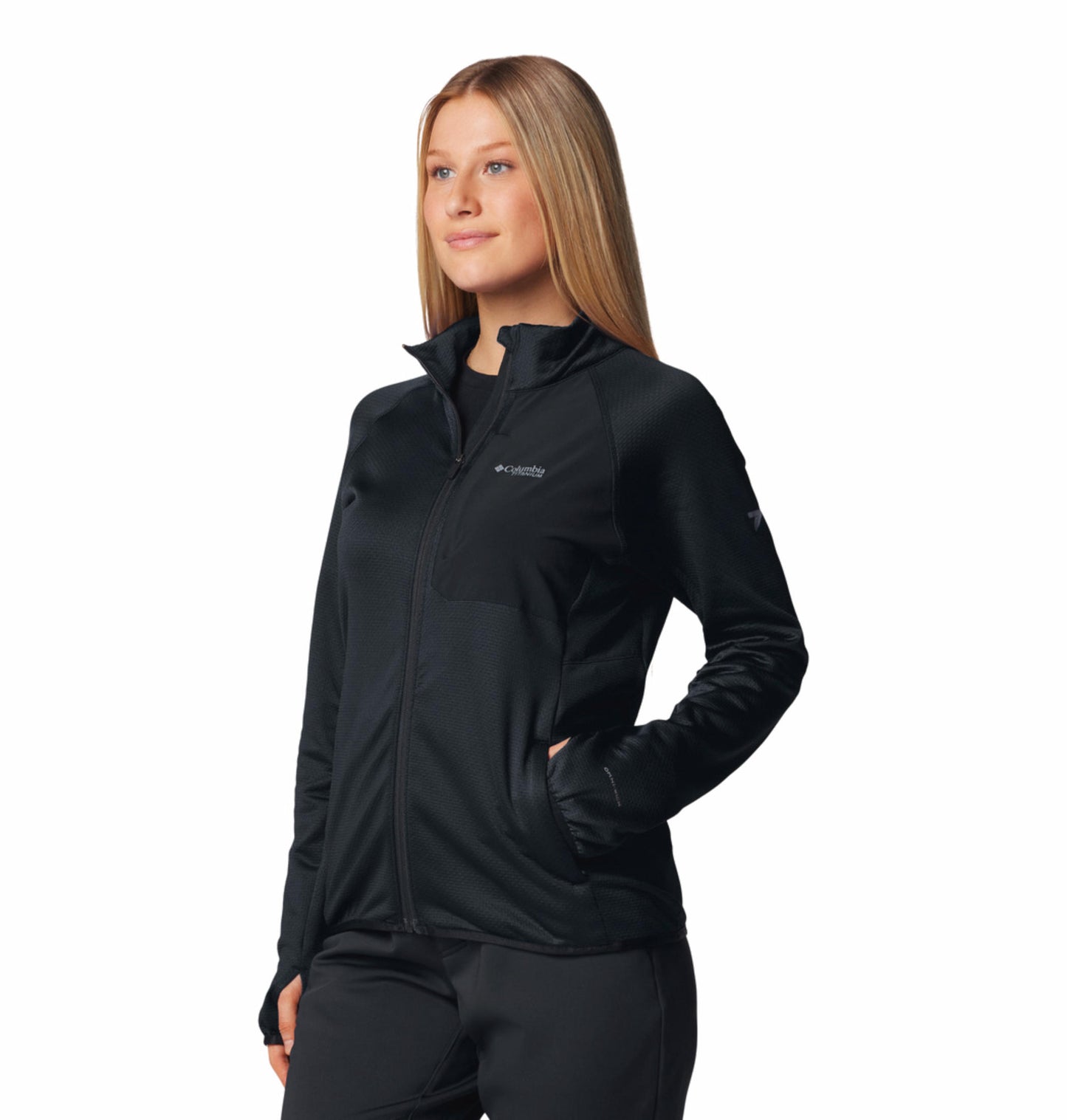 Columbia Womens Black Omni-Wick Triple Canyon Grid Full Zip Fleece Jacket