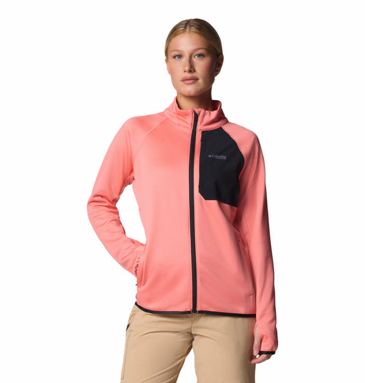 Columbia Womens Pink Omni-Wick Triple Canyon Grid Full Zip Fleece Jacket