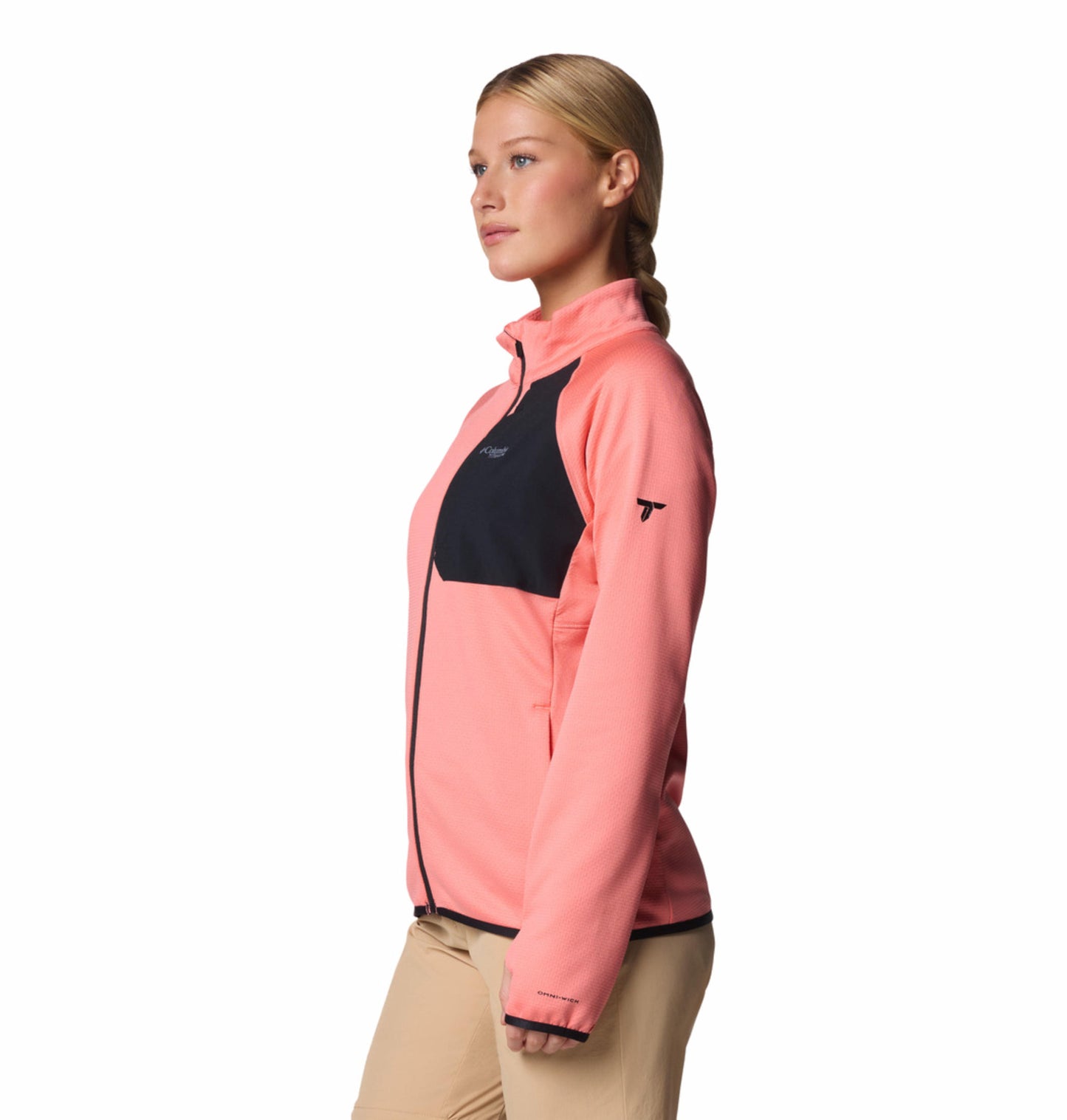 Columbia Womens Pink Omni-Wick Triple Canyon Grid Full Zip Fleece Jacket