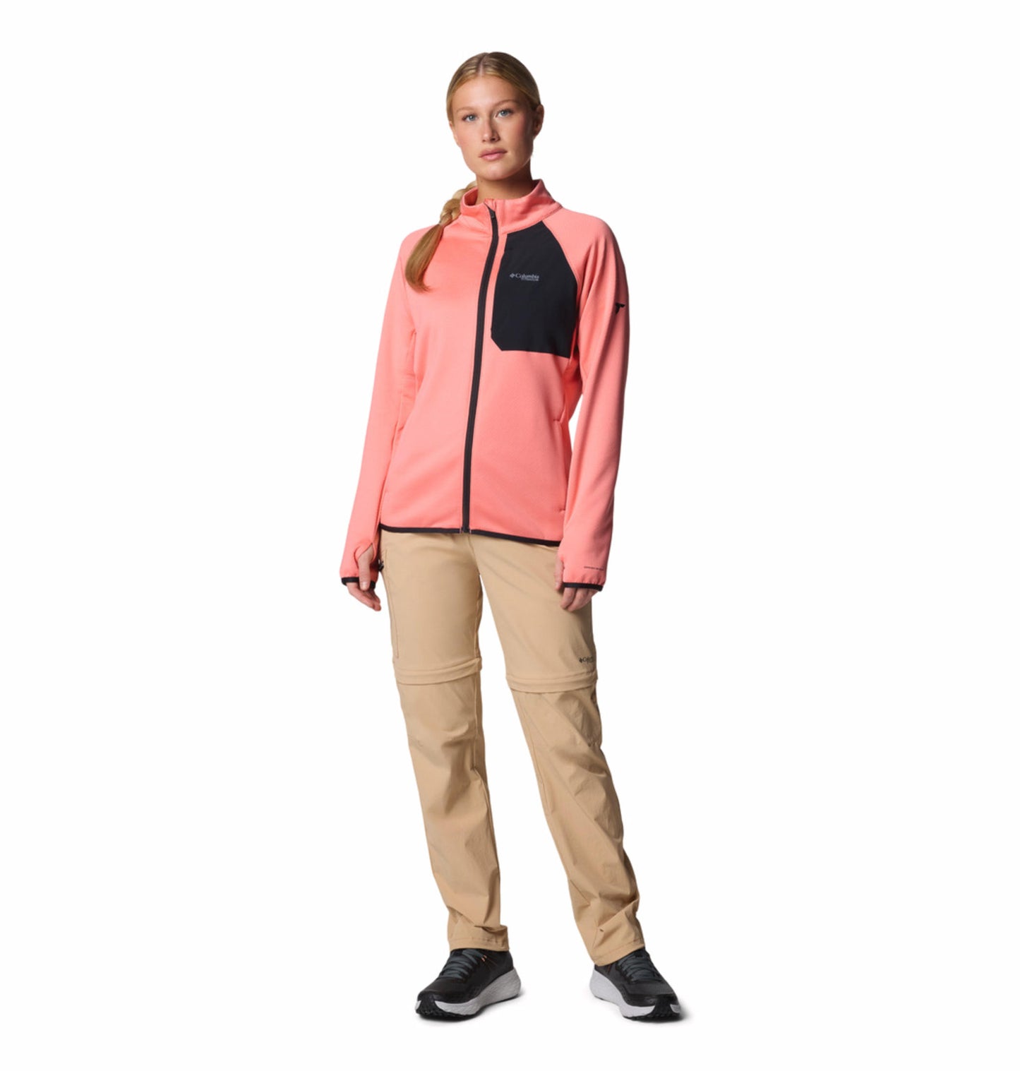 Columbia Womens Pink Omni-Wick Triple Canyon Grid Full Zip Fleece Jacket