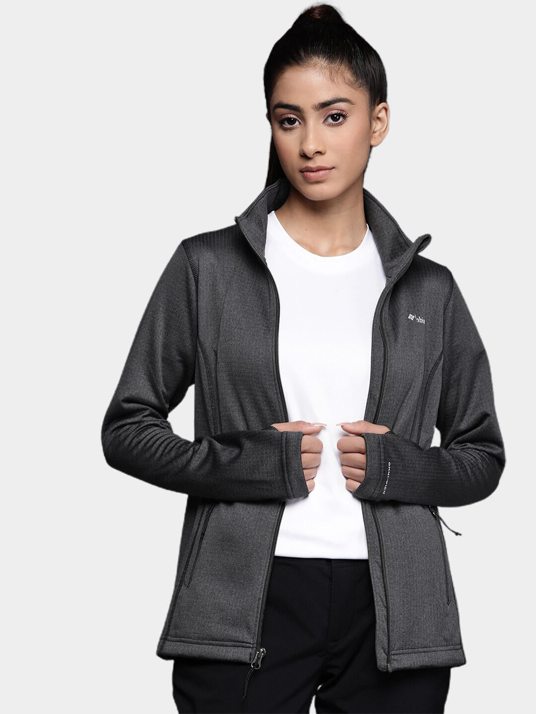 Columbia Women Black W Park View Grid Fleece Full Zip Fleece Jacket