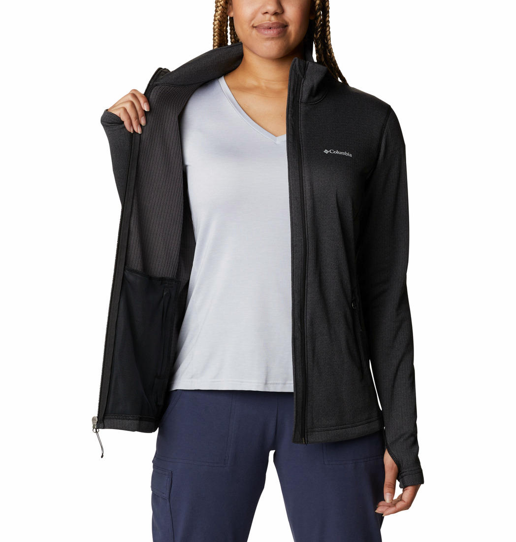 Columbia Women Black W Park View Grid Fleece Full Zip Fleece Jacket
