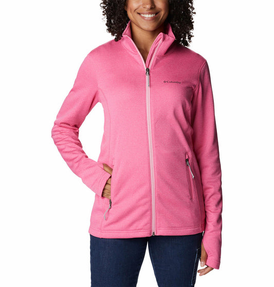Columbia Women Pink W Park View Grid Fleece Full Zip Fleece Jacket