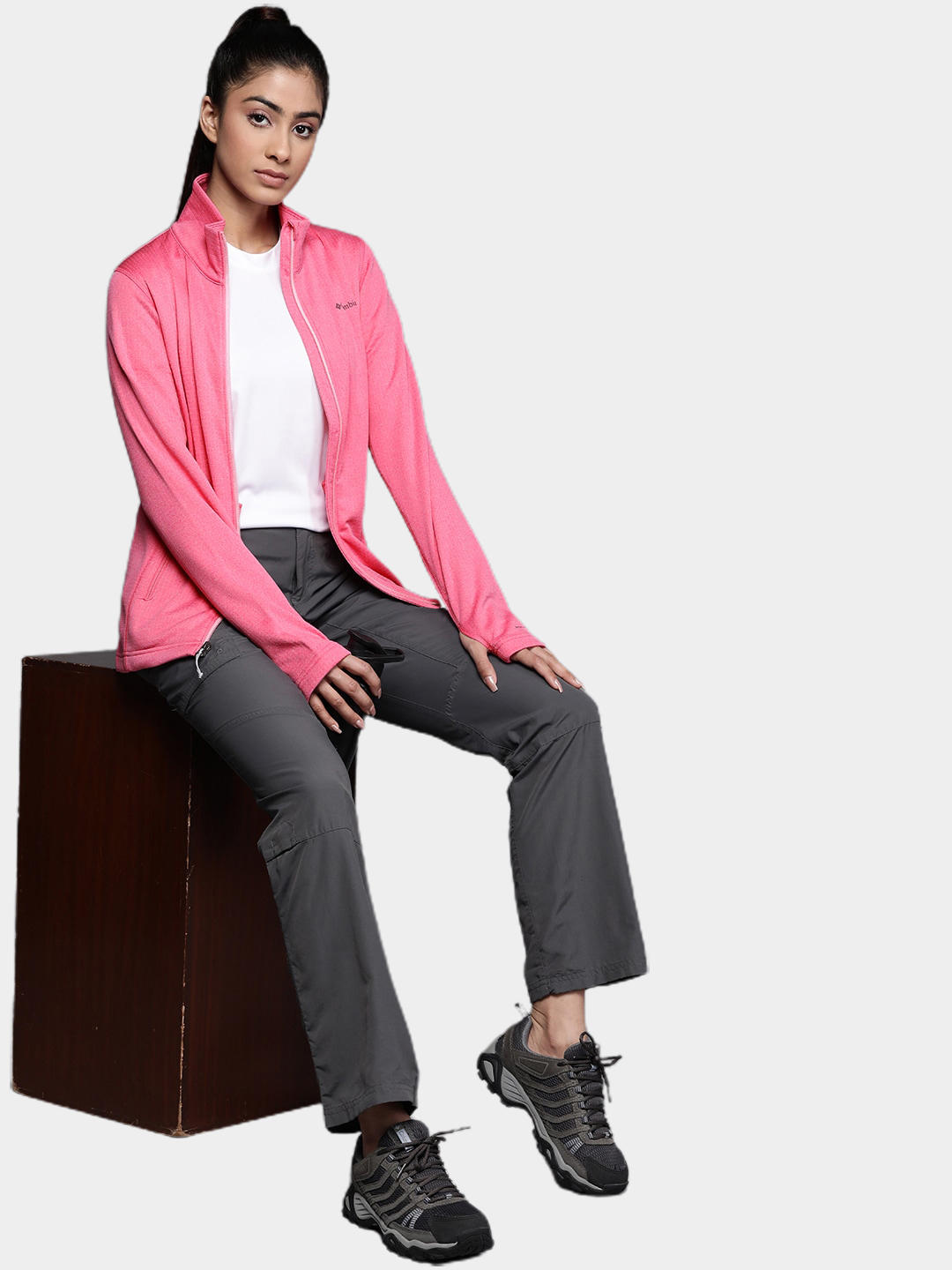 Columbia Women Pink W Park View Grid Fleece Full Zip Fleece Jacket