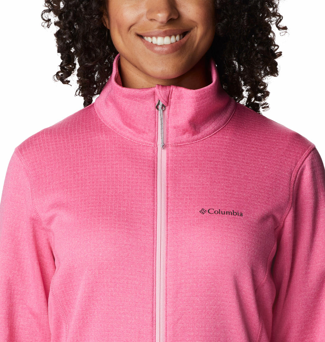 Columbia Women Pink W Park View Grid Fleece Full Zip Fleece Jacket