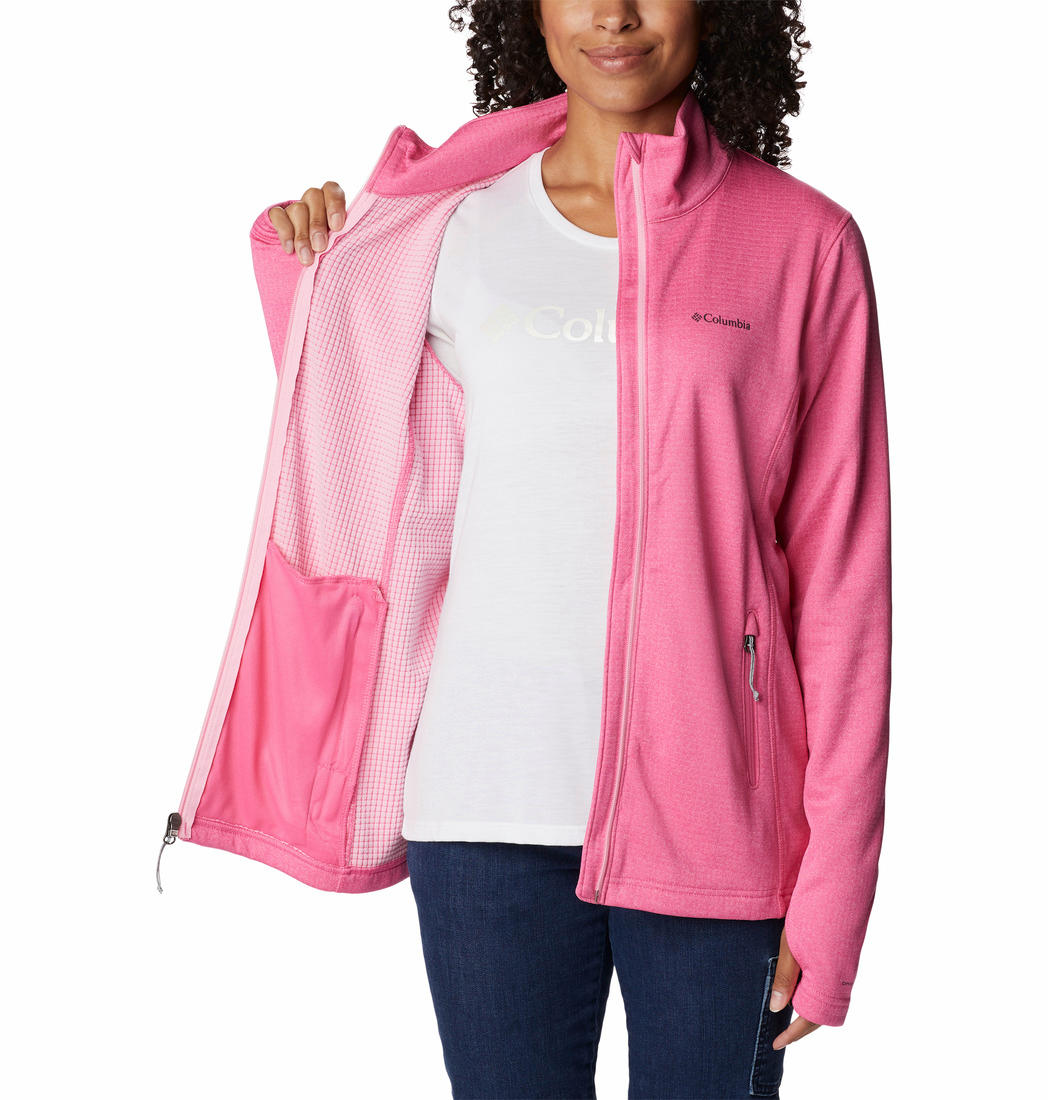 Columbia Women Pink W Park View Grid Fleece Full Zip Fleece Jacket