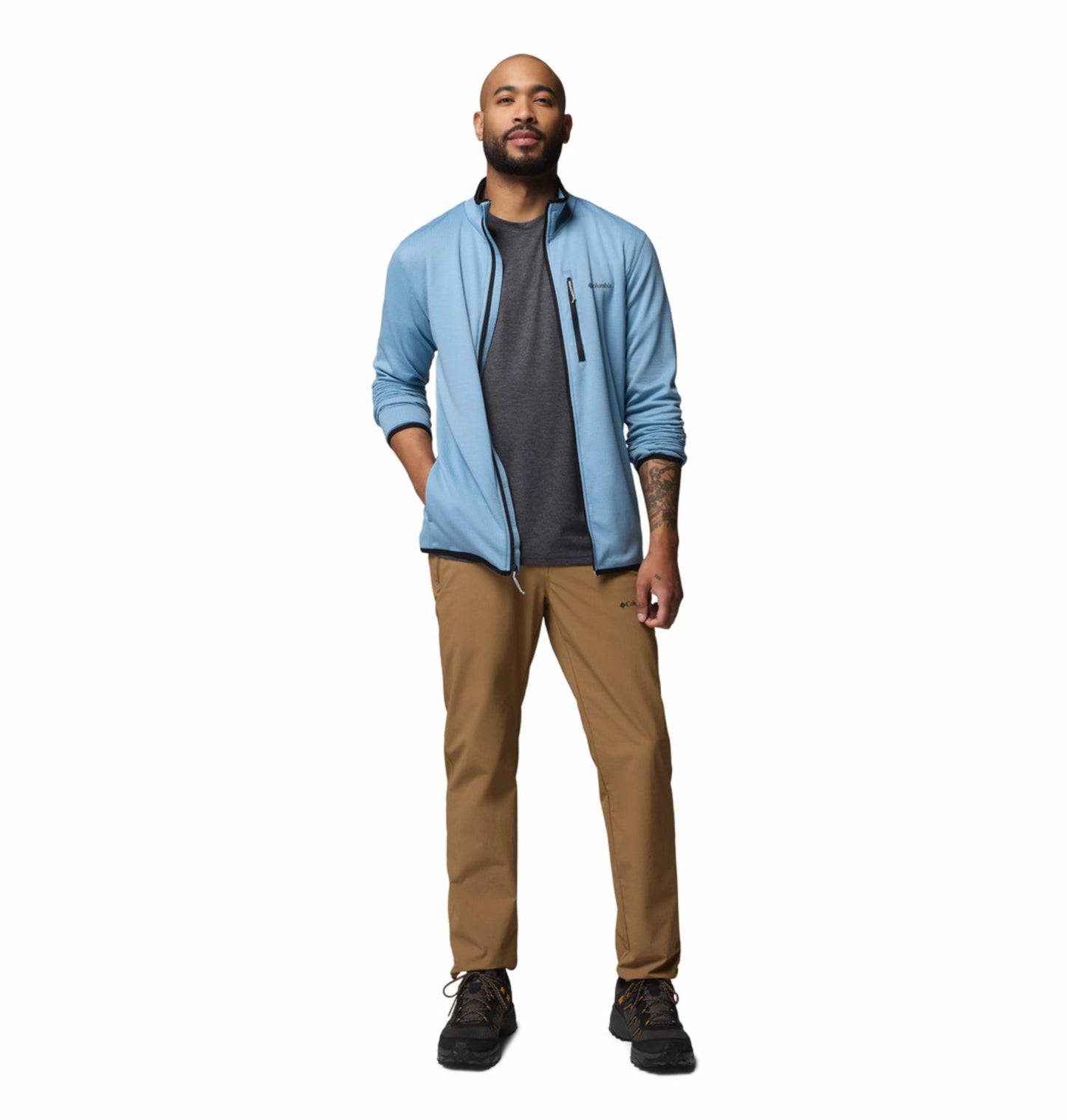 men blue omni wick essential hike grid fleece jacket plus size