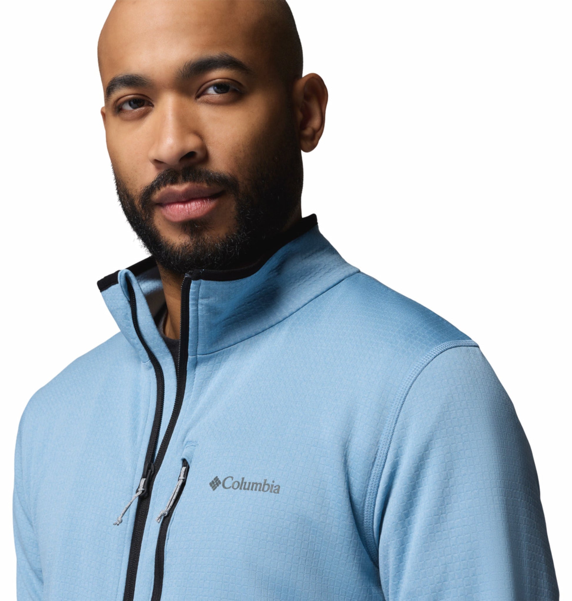 men blue omni wick essential hike grid fleece jacket plus size