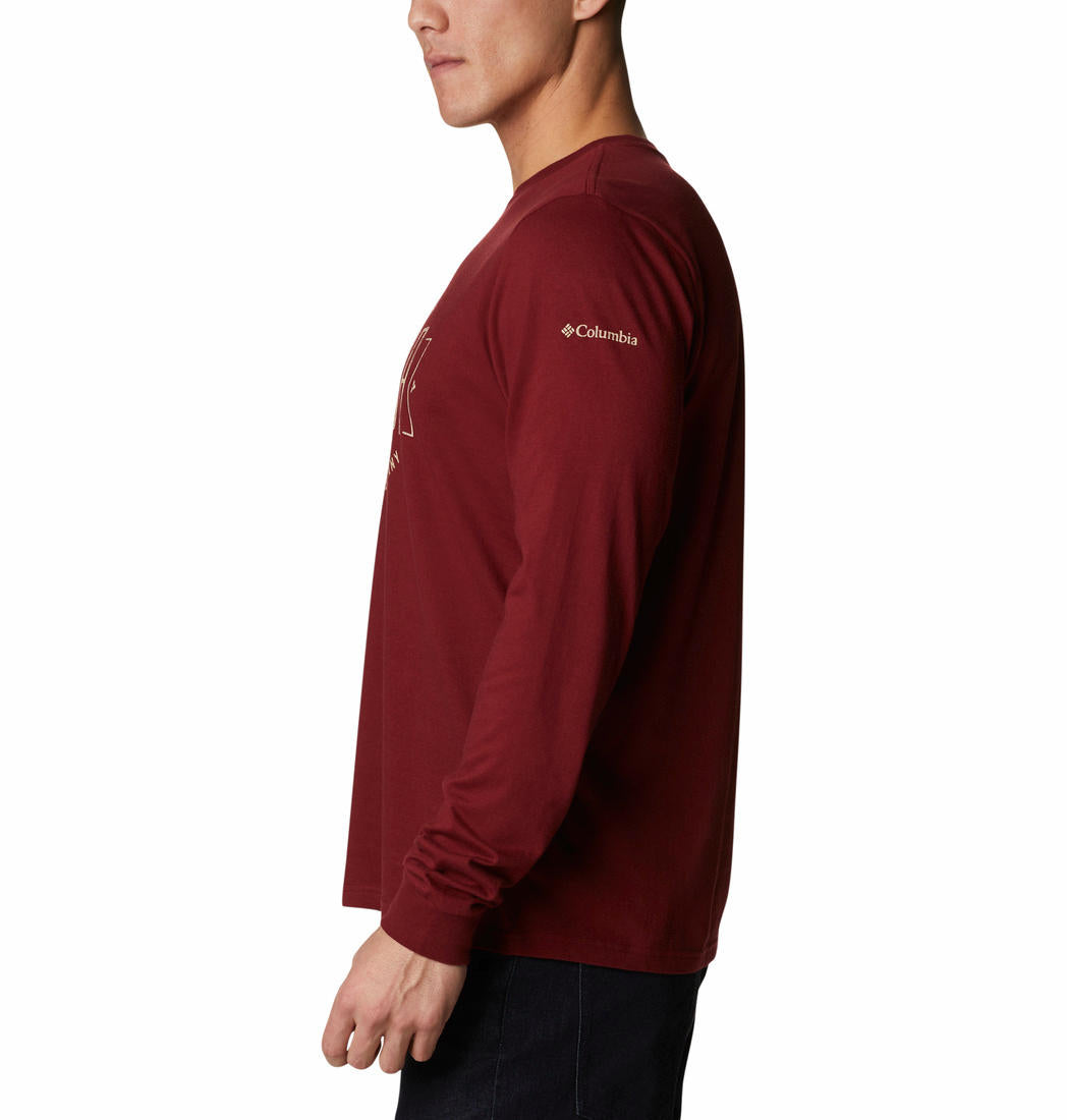 Columbia Men Red Brighton Woods Graphic Long Sleeve