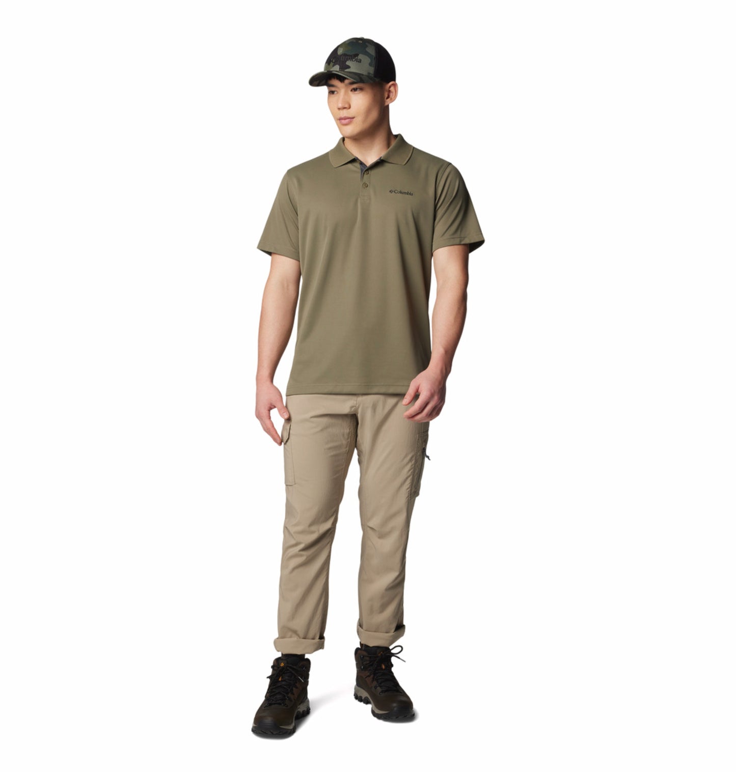 Columbia Men’s Olive Green Omni-Shade Utilizer Polo Shirt with UV Protection