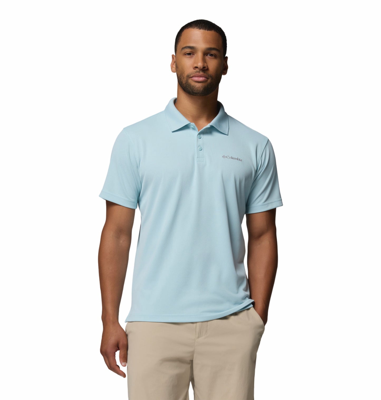 Columbia Men’s Blue Omni-Shade Utilizer Polo Shirt for Sun Protection