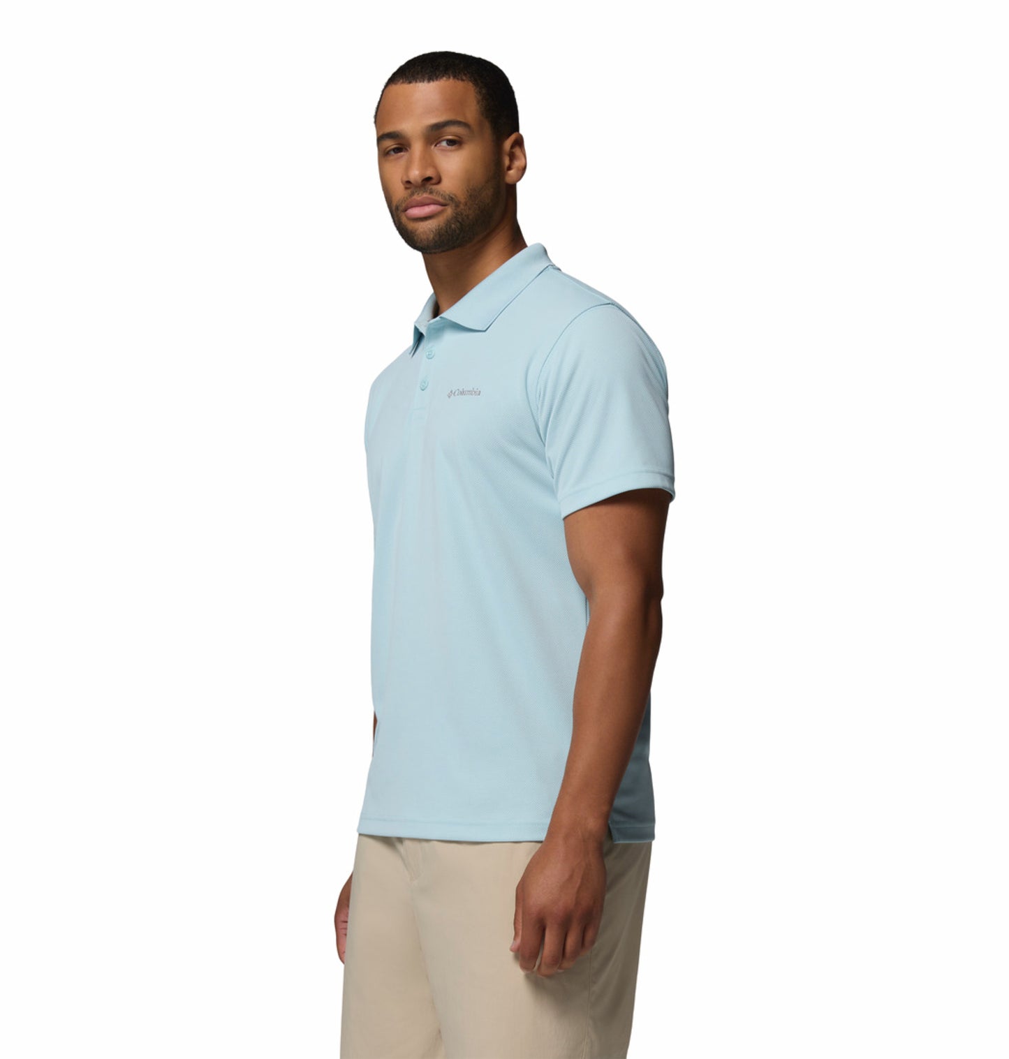 Columbia Men’s Blue Omni-Shade Utilizer Polo Shirt for Sun Protection