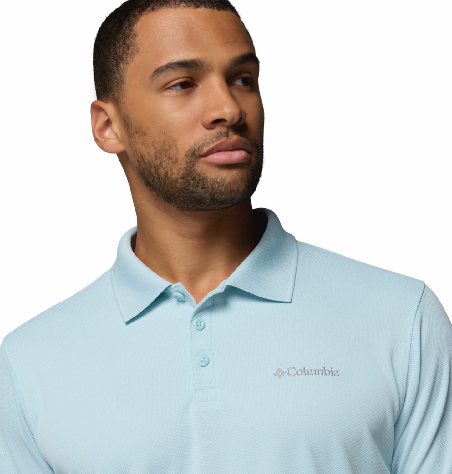 Columbia Men’s Blue Omni-Shade Utilizer Polo Shirt for Sun Protection
